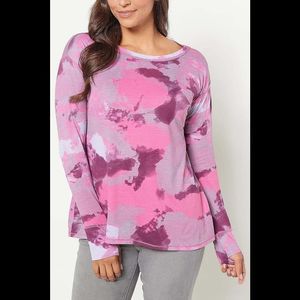 Seed to Style Organic Cotton Watercolor Print Long-Sleeve Top Pink - Regular